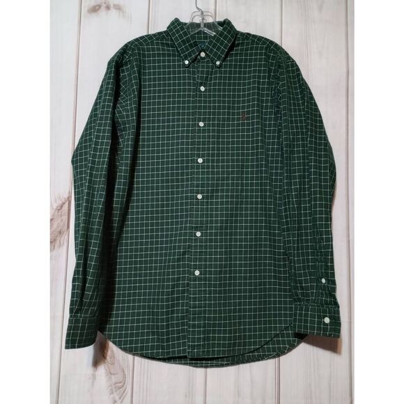 Ralph Lauren Shirt Men's‎ Large Green Button Front Long Sleeve - Picture 1 of 9